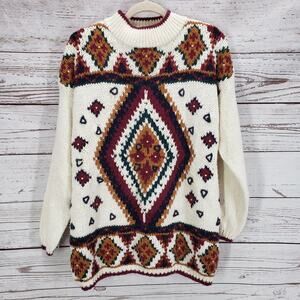 Carolina Colours  Ramie Acrylic Pullover Beaded Sweater Size Medium